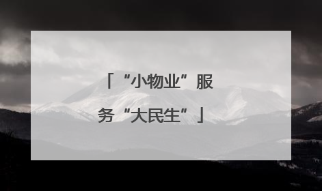 “小物业”服务“大民生”