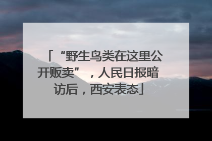 “野生鸟类在这里公开贩卖”，人民日报暗访后，西安表态