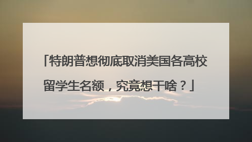 特朗普想彻底取消美国各高校留学生名额，究竟想干啥？