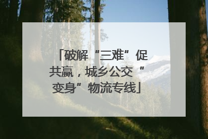 破解“三难”促共赢，城乡公交“变身”物流专线