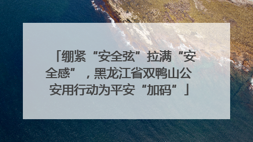 绷紧“安全弦”拉满“安全感”，黑龙江省双鸭山公安用行动为平安“加码”