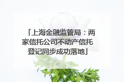 上海金融监管局：两家信托公司不动产信托登记同步成功落地