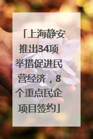 上海静安推出34项举措促进民营经济，8个重点民企项目签约
