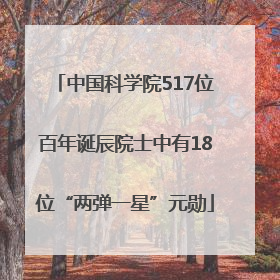 中国科学院517位百年诞辰院士中有18位“两弹一星”元勋