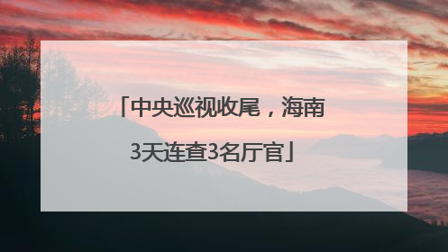 中央巡视收尾，海南3天连查3名厅官