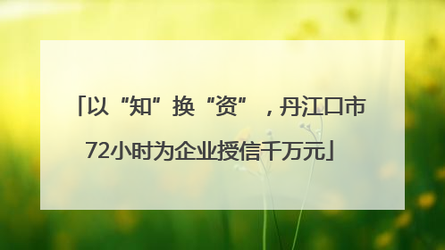 以“知”换“资”，丹江口市72小时为企业授信千万元