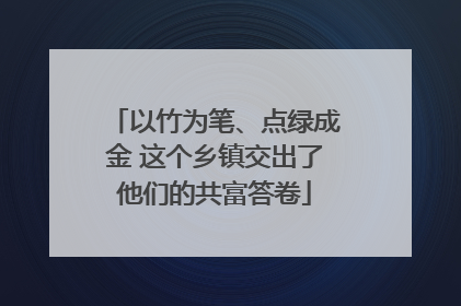 以竹为笔、点绿成金 这个乡镇交出了他们的共富答卷