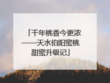 千年桃香今更浓——天水伯阳蜜桃甜蜜升级记
