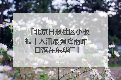 北京日报社区小板报｜入汛最强降雨昨日落在东华门