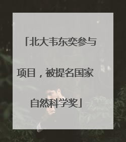 北大韦东奕参与项目，被提名国家自然科学奖