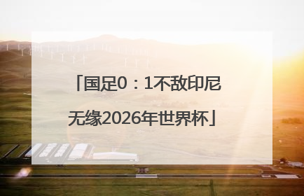 国足0：1不敌印尼 无缘2026年世界杯