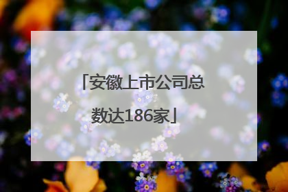 安徽上市公司总数达186家
