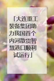 大连重工装备集团助力我国首个内河散货智慧港口顺利试运行