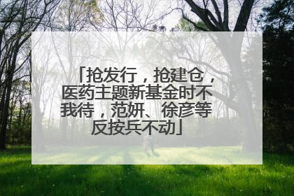 抢发行，抢建仓，医药主题新基金时不我待，范妍、徐彦等反按兵不动