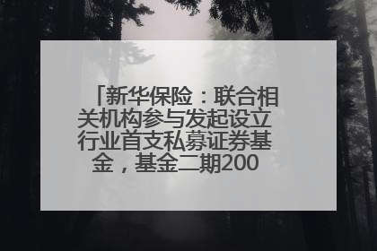 新华保险：联合相关机构参与发起设立行业首支私募证券基金，基金二期200亿元已募集完毕