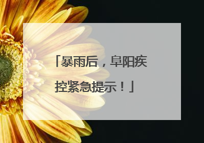 暴雨后，阜阳疾控紧急提示！