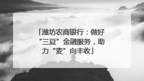 潍坊农商银行：做好“三夏”金融服务，助力“麦”向丰收