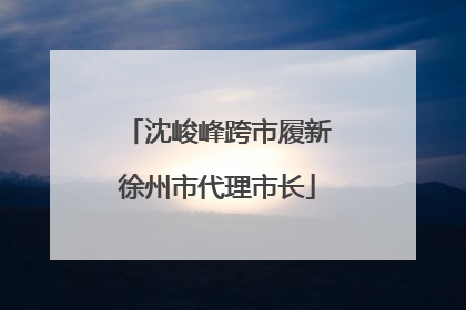 沈峻峰跨市履新徐州市代理市长