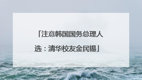 注意韩国国务总理人选：清华校友金民锡