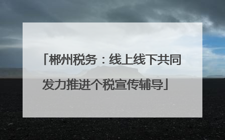 郴州税务：线上线下共同发力推进个税宣传辅导