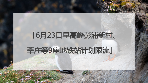 6月23日早高峰彭浦新村、莘庄等9座地铁站计划限流
